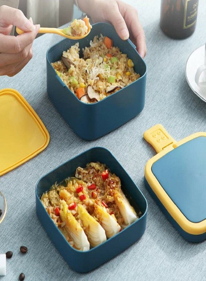 WISHKEY Microwave Proof Double Compartment Lunch Box with Handle for Kids, Colorful Push Lock Tiffin Box for Office Adults, Birthday Gift for School Boys & Girls (Pack of 1, Multicolor) - Image 4